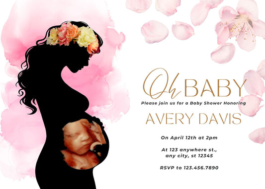 Maternity Moments Portrait Baby Shower Invitations